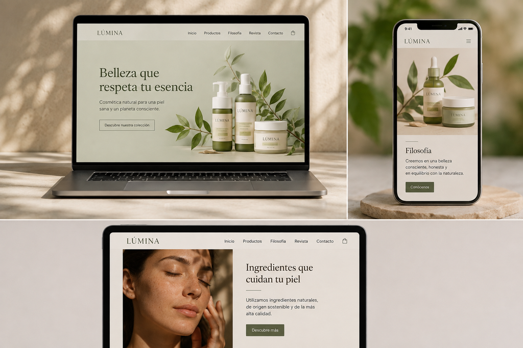 Diseño web para una marca de cosmética natural LÚMINA
