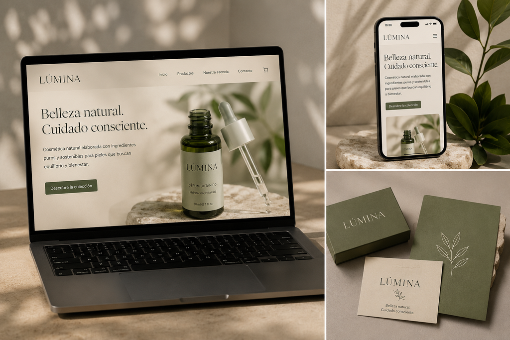 Identidad visual y branding de LÚMINA, marca de cosmética natural